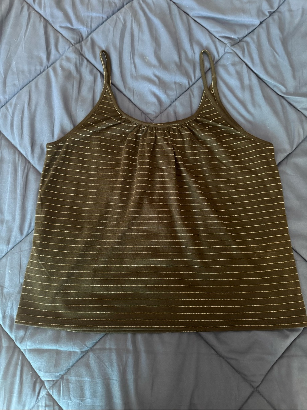 Banana Republic Black Metallic-Striped Spaghetti Strap Tank Top